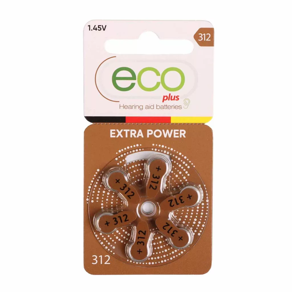 باتری سمعک اکو پلاس کد 312 بسته 6 عددی