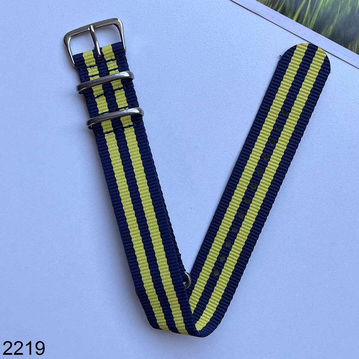 بند نیتو برزنتی سرمه ای زرد سایز 22mm کد 2219