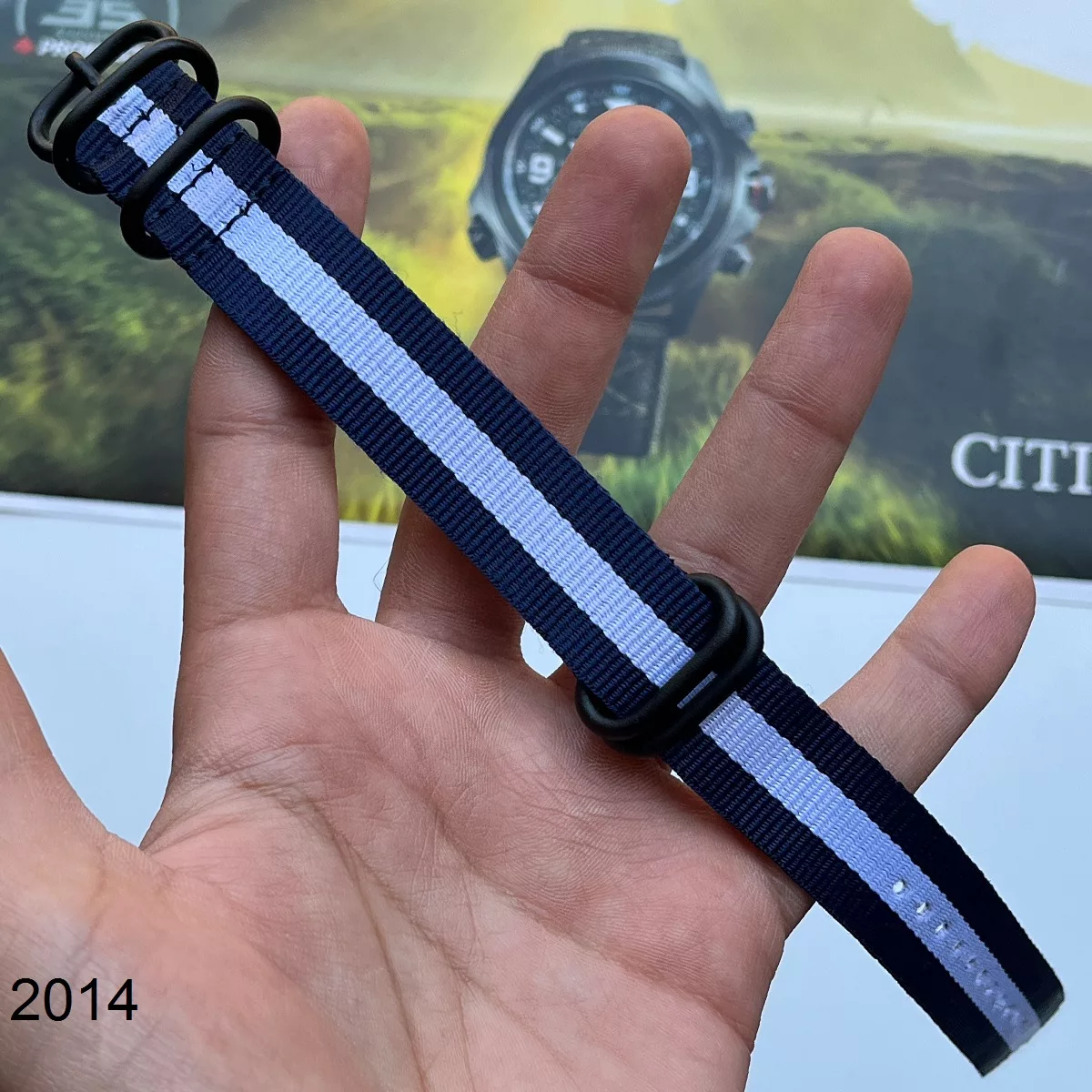 بند نیتو برزنتی سرمه ای سفید سایز 20mm کد 2014