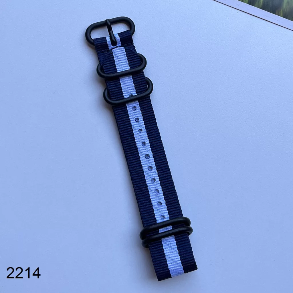 بند نیتو برزنتی سرمه ای سفید سایز 22mm کد 2214