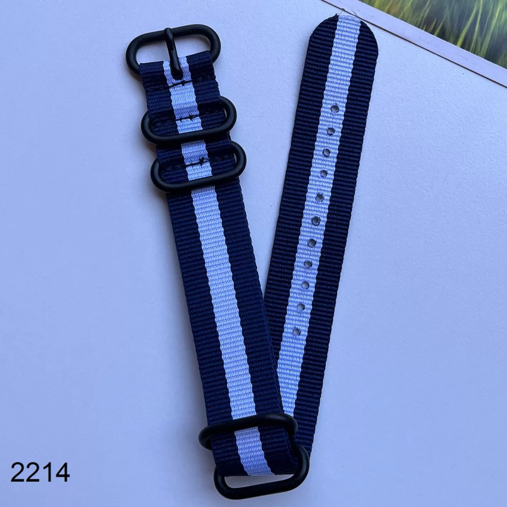 بند نیتو برزنتی سرمه ای سفید سایز 22mm کد 2214