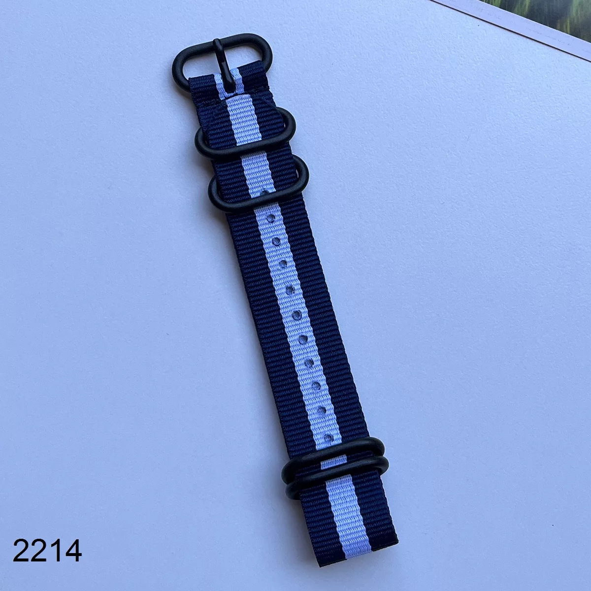 بند نیتو برزنتی سرمه ای سفید سایز 22mm کد 2214
