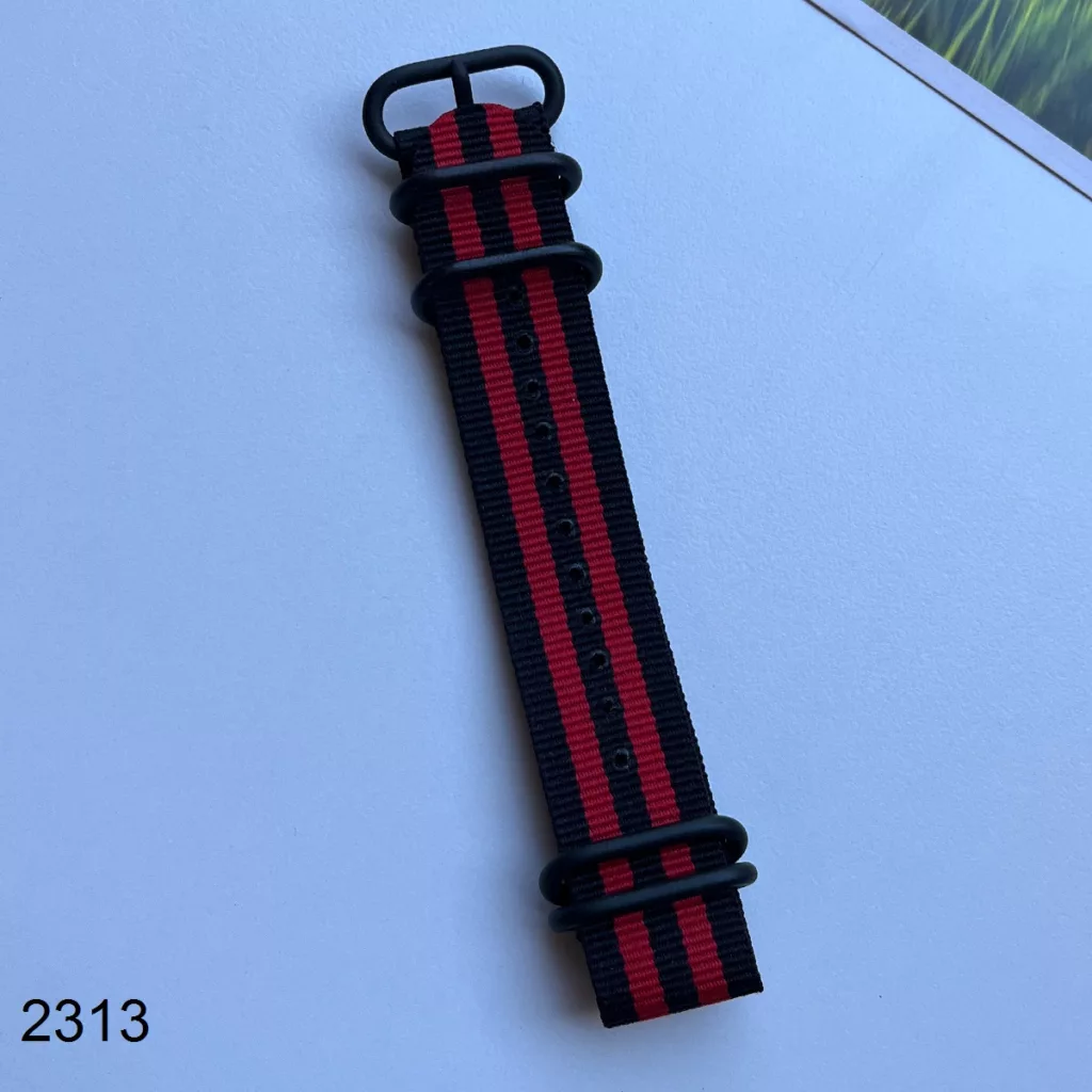بند نیتو برزنتی مشکی قرمز سایز 23mm کد 2313