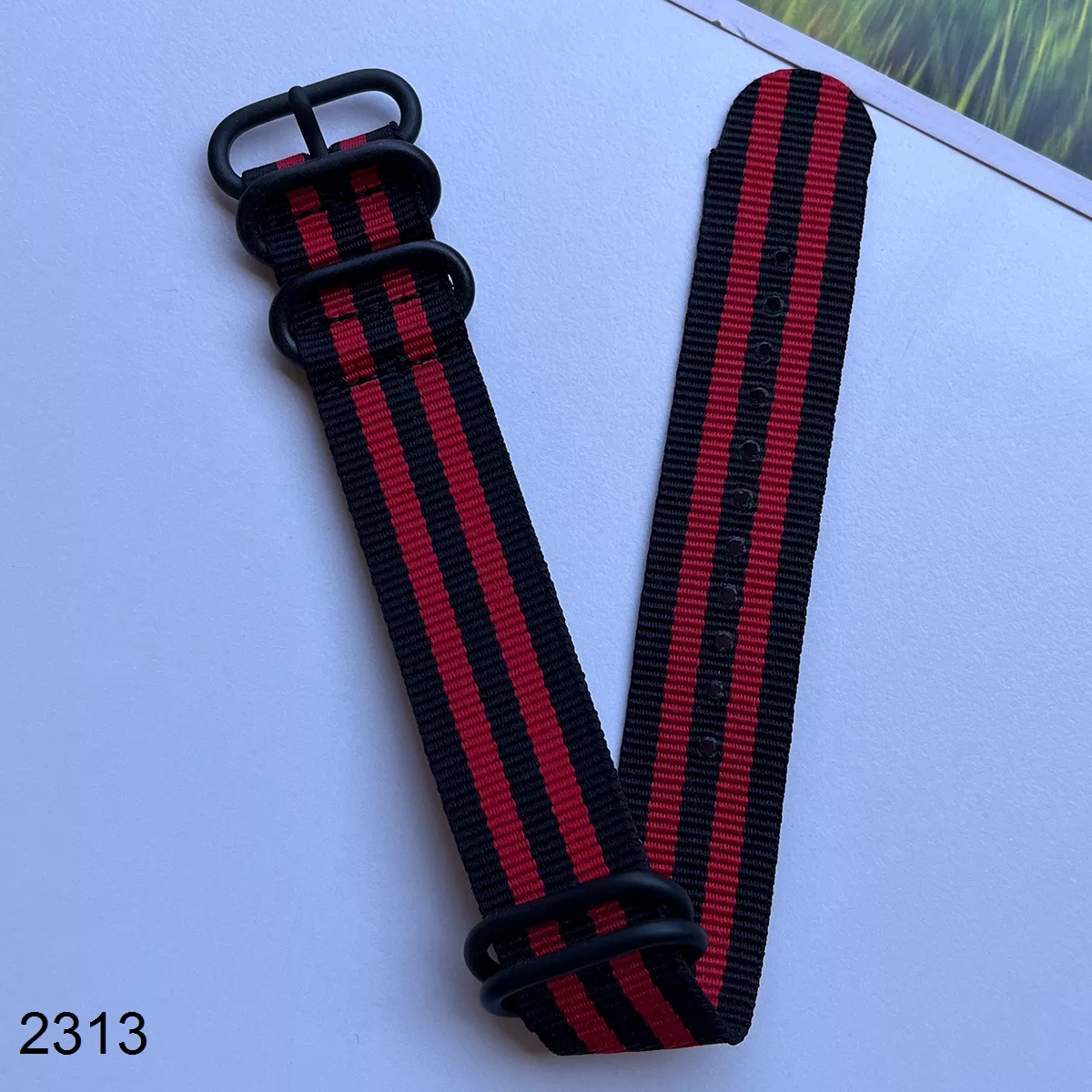 بند نیتو برزنتی مشکی قرمز سایز 23mm کد 2313