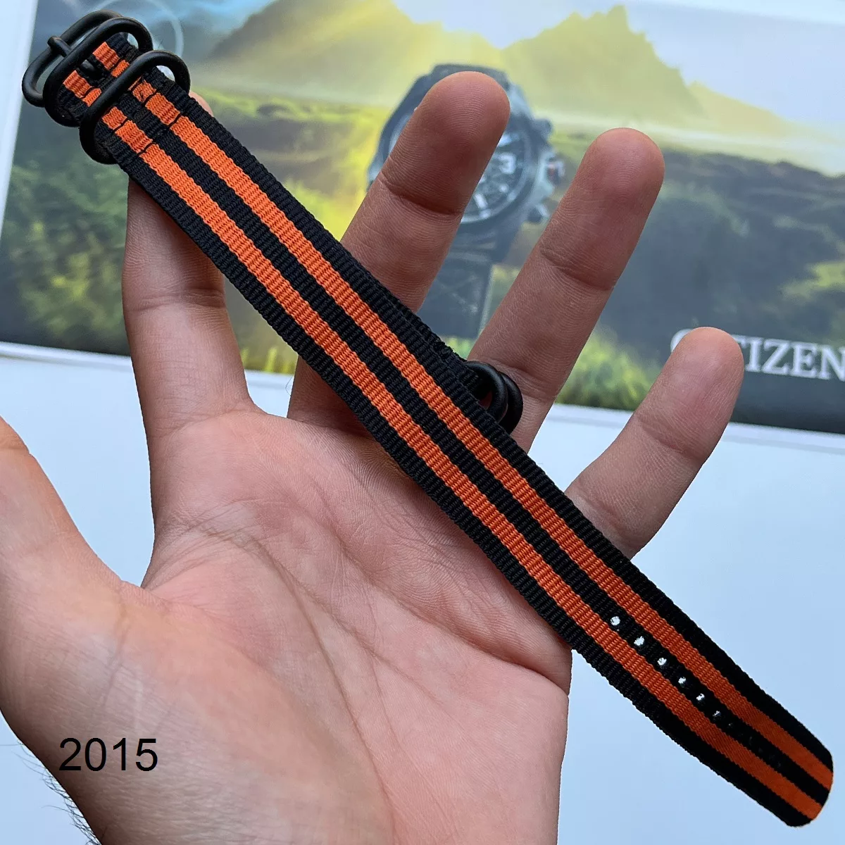 بند نیتو برزنتی مشکی نارنجی سایز 20mm کد 2015
