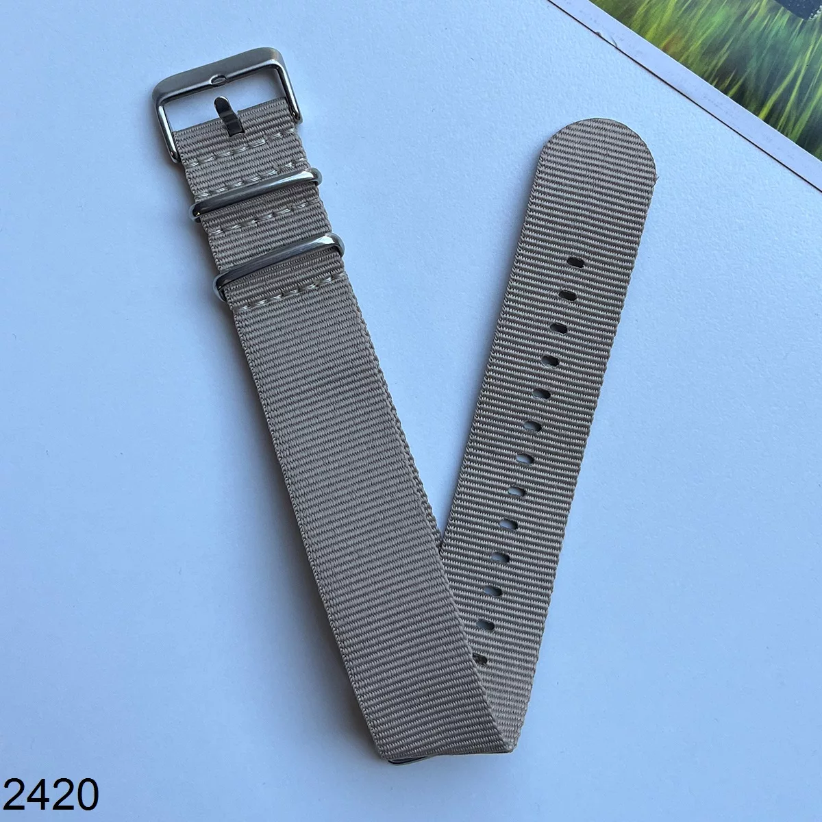 بند نیتو برزنتی کرم(خاکی) سایز 24mm کد 2420