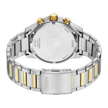 نمای روبرو ساعت سیتیزن صفحه سبز زمردی با قاب دو رنگ